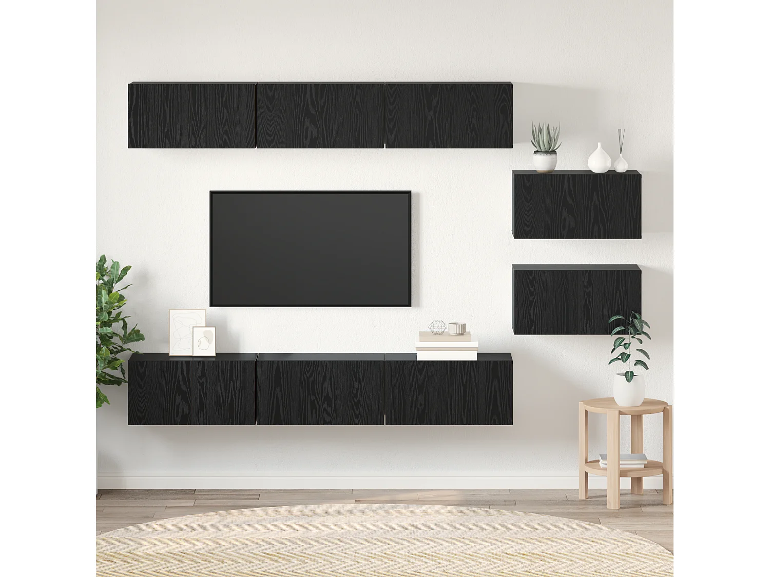 Conjunto de Mueble de TV | Mueble de salón 8 pcs Roble negro 60 x 30 x 30 cm
