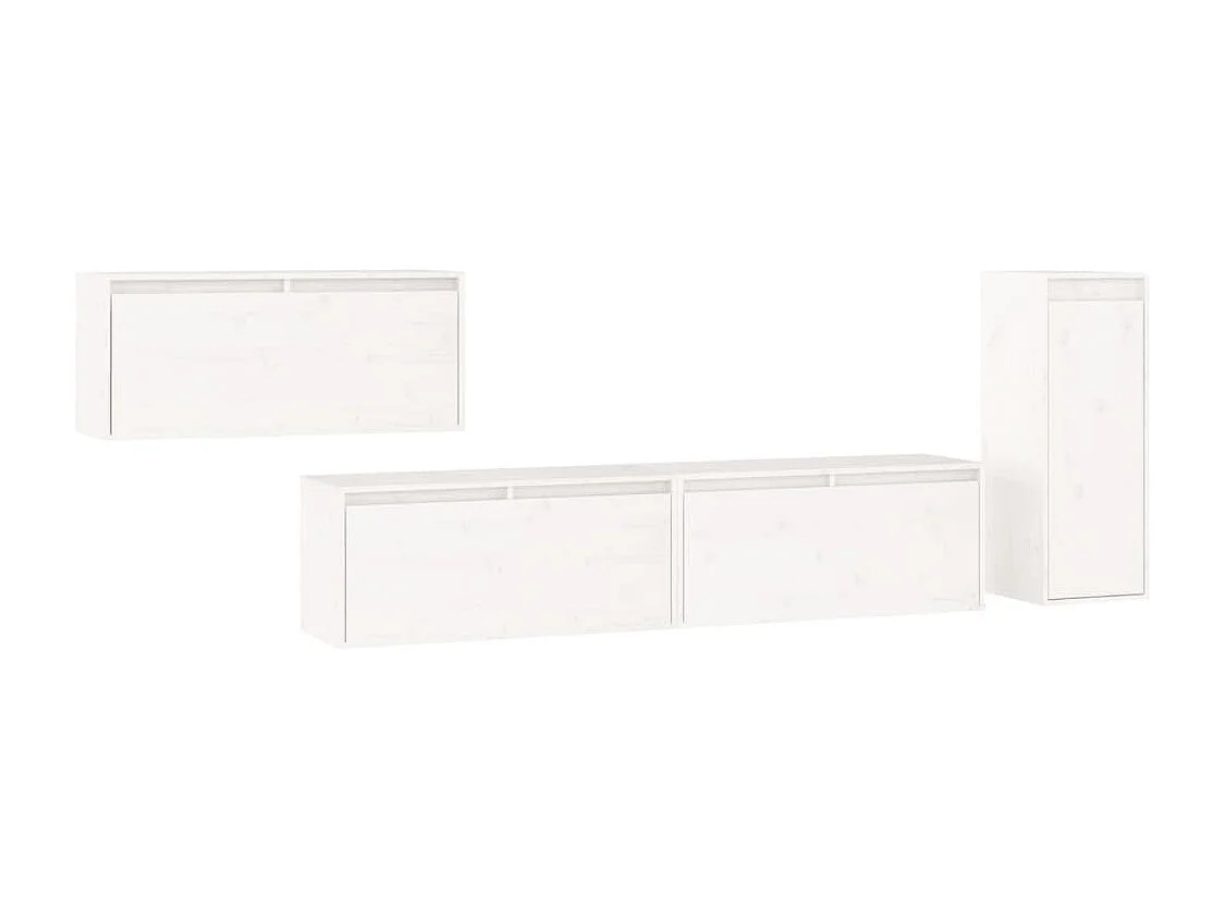Meubles TV | Bancs TV | Armoires TV 4 pcs Blanc Bois massif de pin
