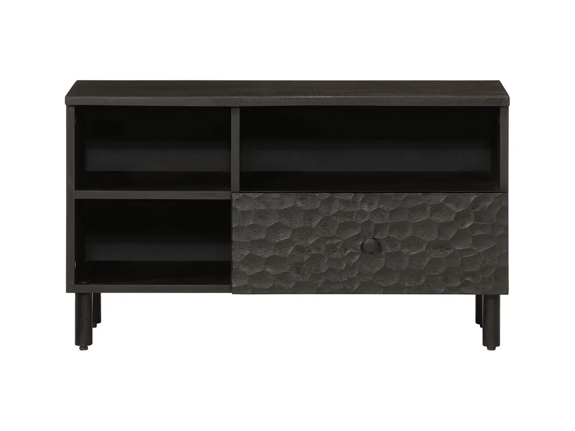 Mueble de TV | Mueble de salón madera maciza de mango negro 80x33x46 cm