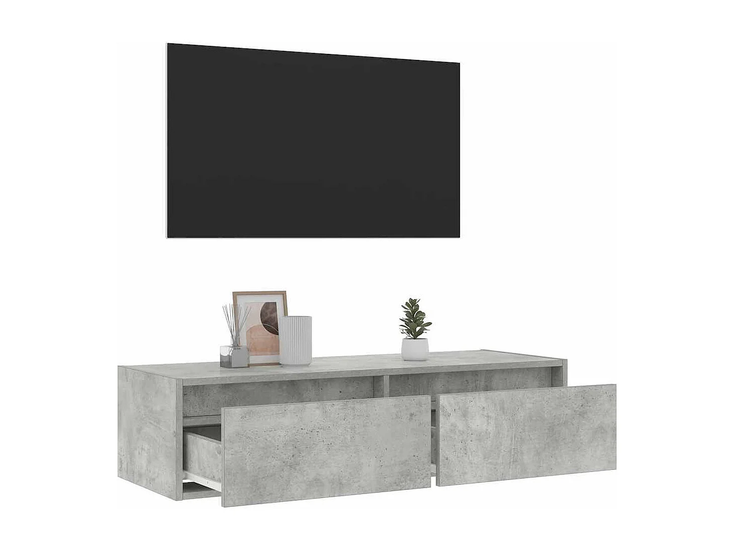 Tv-meubel | Tv-Bank | TV-kastmet LED-verlichting 100X35,5x25 cm betongrijs