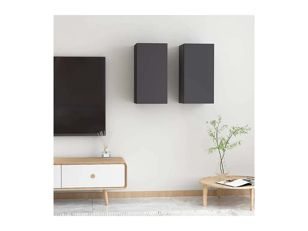 Meubles TV | Bancs TV | Armoires TV 2 pcs Gris 30,5x30x60 cm Bois d’ingénierie