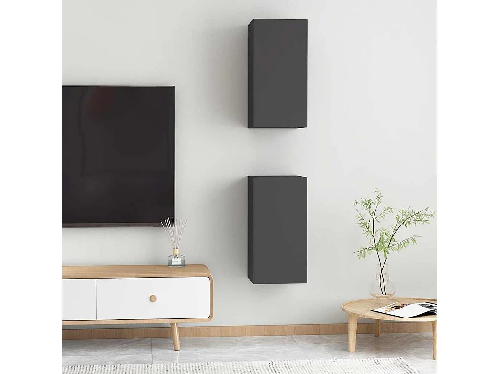 muebles para TV  | Gabinetes de TV |  Muebles de salón 2 uds madera contrachapada gris 30,5x30x60 cm