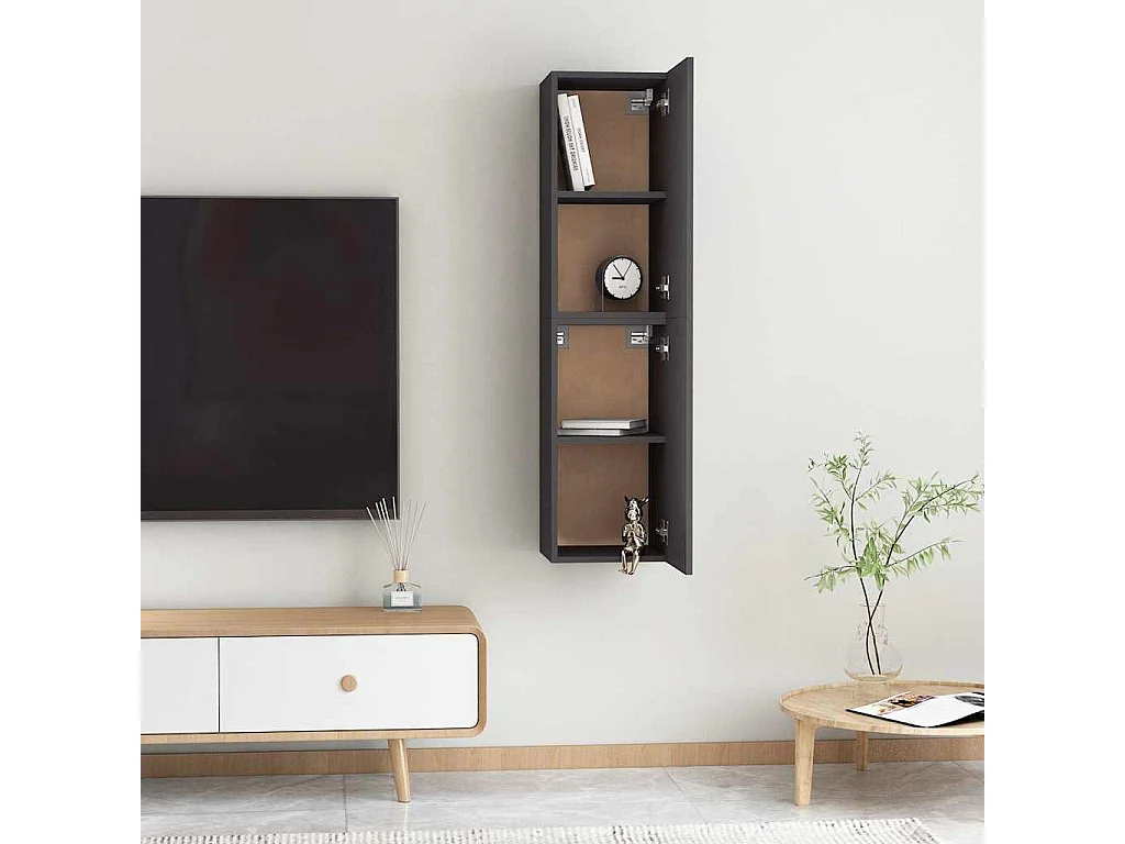 muebles para TV  | Gabinetes de TV |  Muebles de salón 2 uds madera contrachapada gris 30,5x30x60 cm