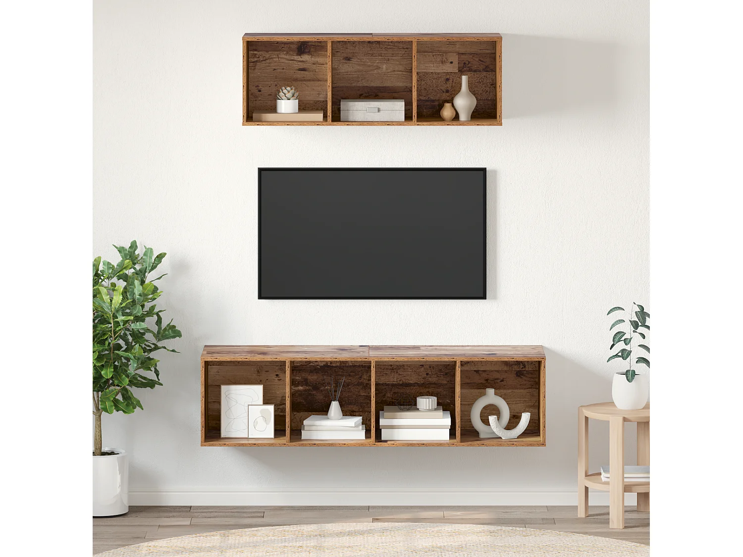 TV-kast | Tv-meubel | Tv-Bank set 2 pcs Oud hout 37 x 37 x 142.5 cm Bewerkt hout