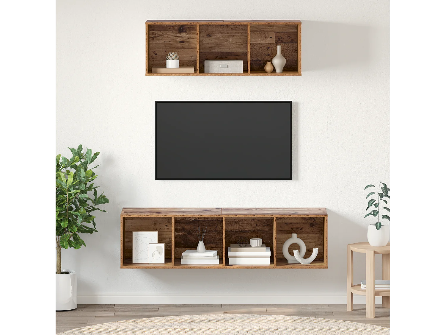 TV-kast | Tv-meubel | Tv-Bank set 2 pcs Oud hout 37 x 37 x 142.5 cm Bewerkt hout