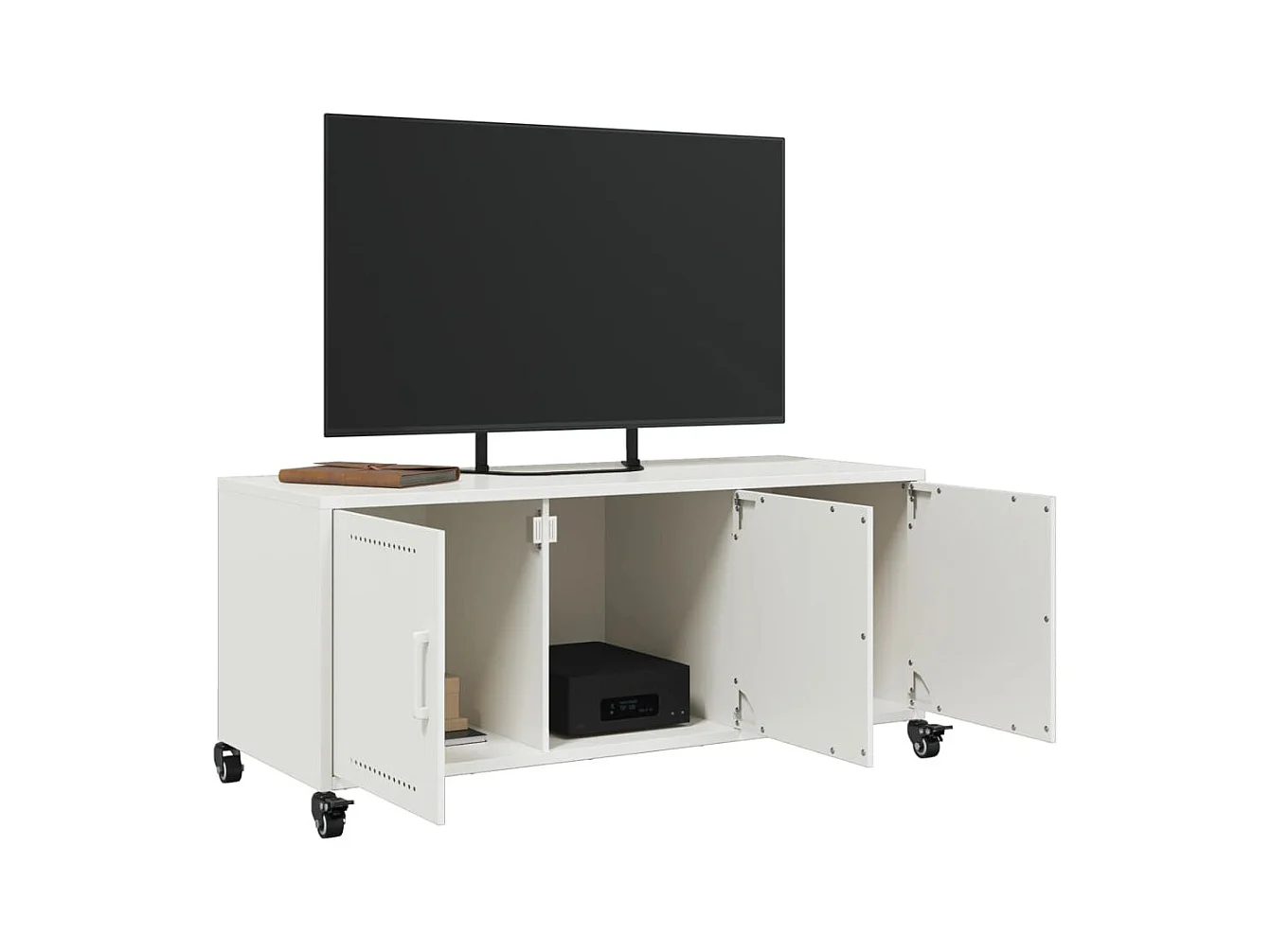 Mueble para TV  | Gabinete de TV |  Mueble de salón acero laminado en frío blanco 100,5x39x43,5 cm
