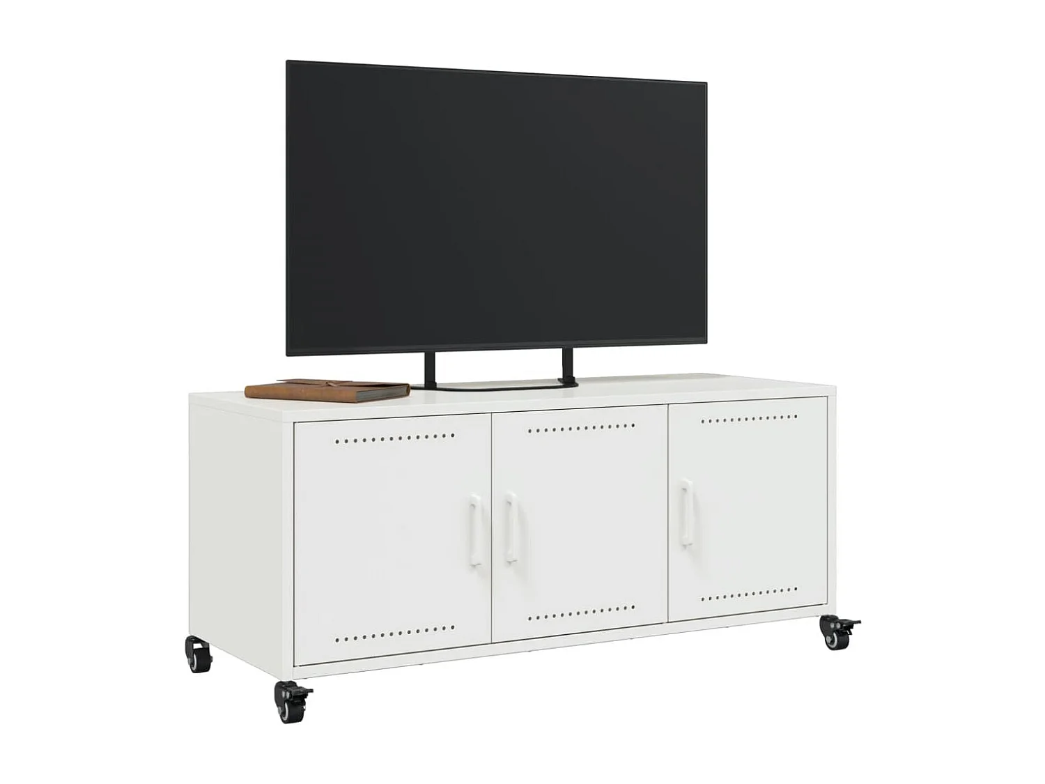 Meuble TV | Banc TV | Armoire TV blanc 100,5x39x43,5 cm acier