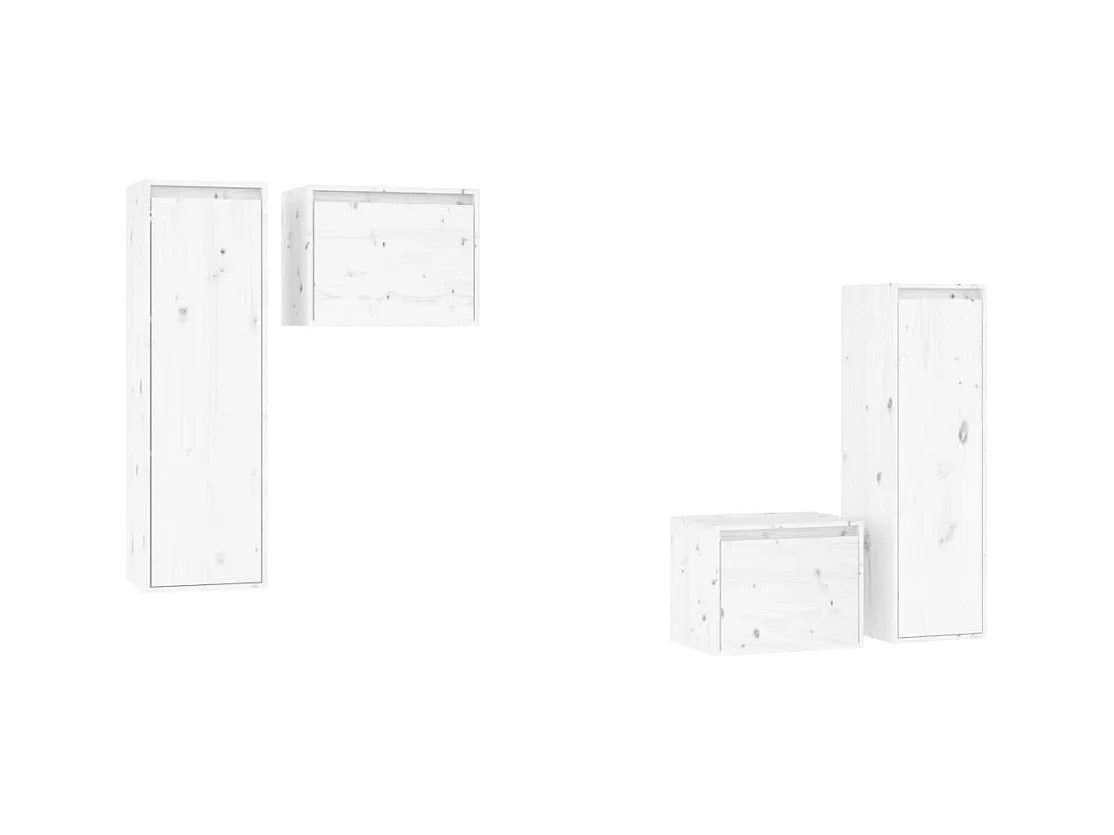 muebles para TV  | Gabinetes de TV |  Muebles de salón 4 piezas madera maciza de pino blanco