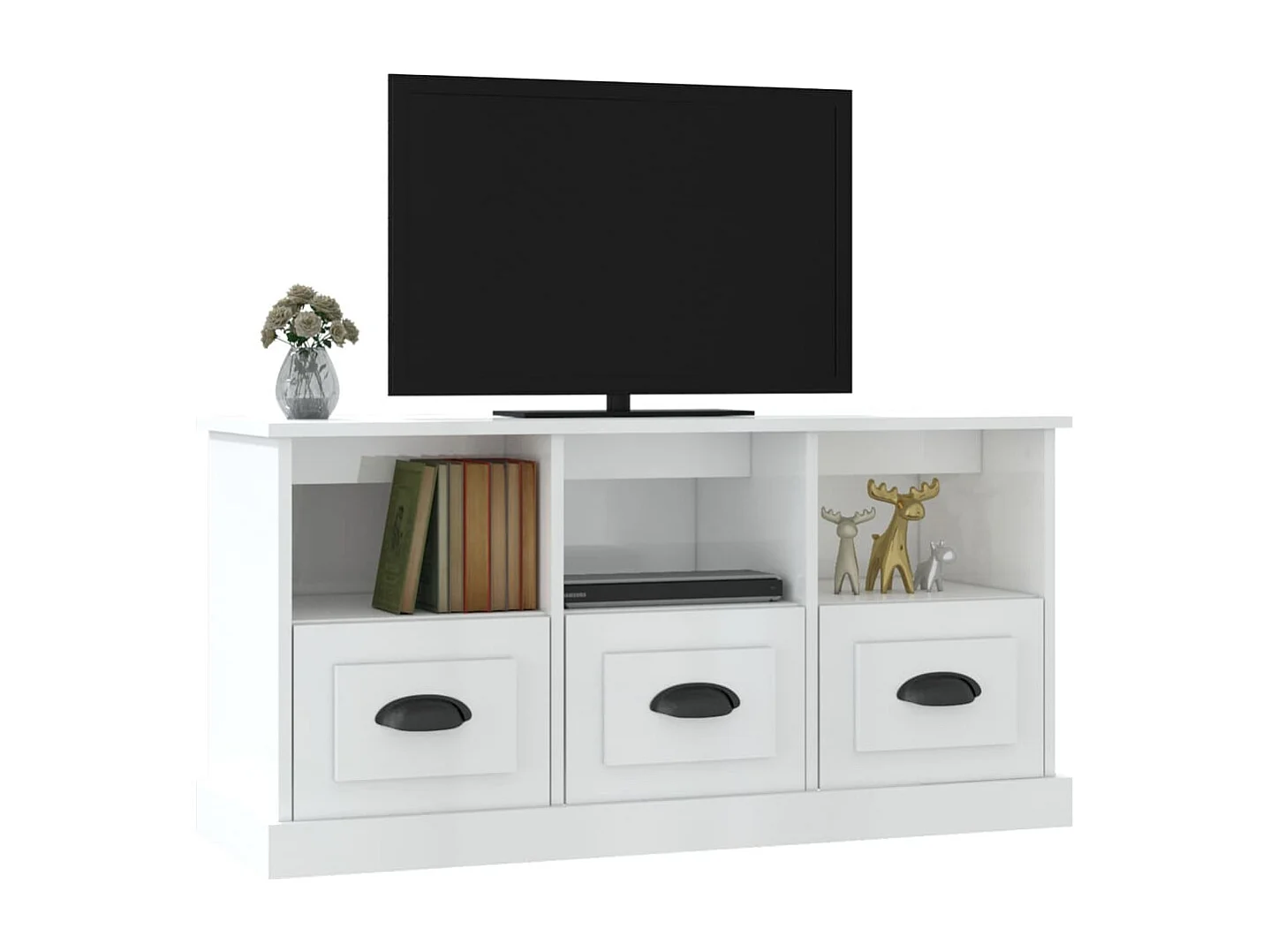 Mueble de TV | Mueble de salón madera contrachapada blanco brillo 100x35x50 cm