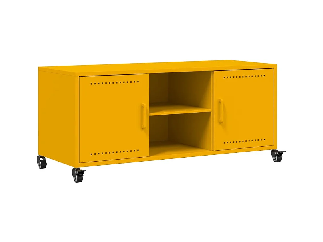 Mueble de TV | Mueble de salón de acero amarillo mostaza 100,5x39x43,5 cm