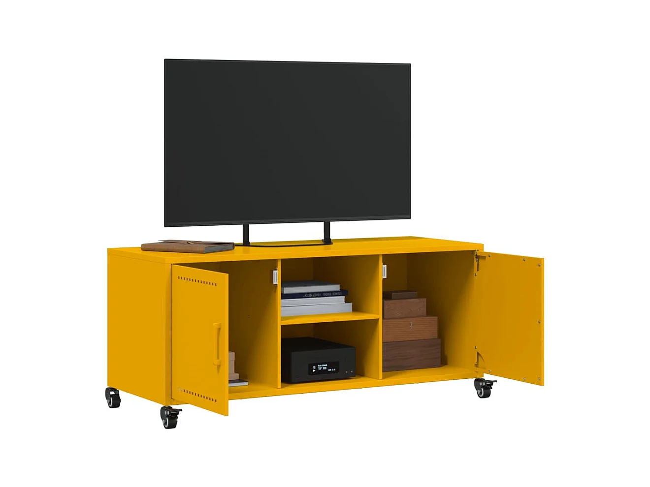 Mueble de TV | Mueble de salón de acero amarillo mostaza 100,5x39x43,5 cm