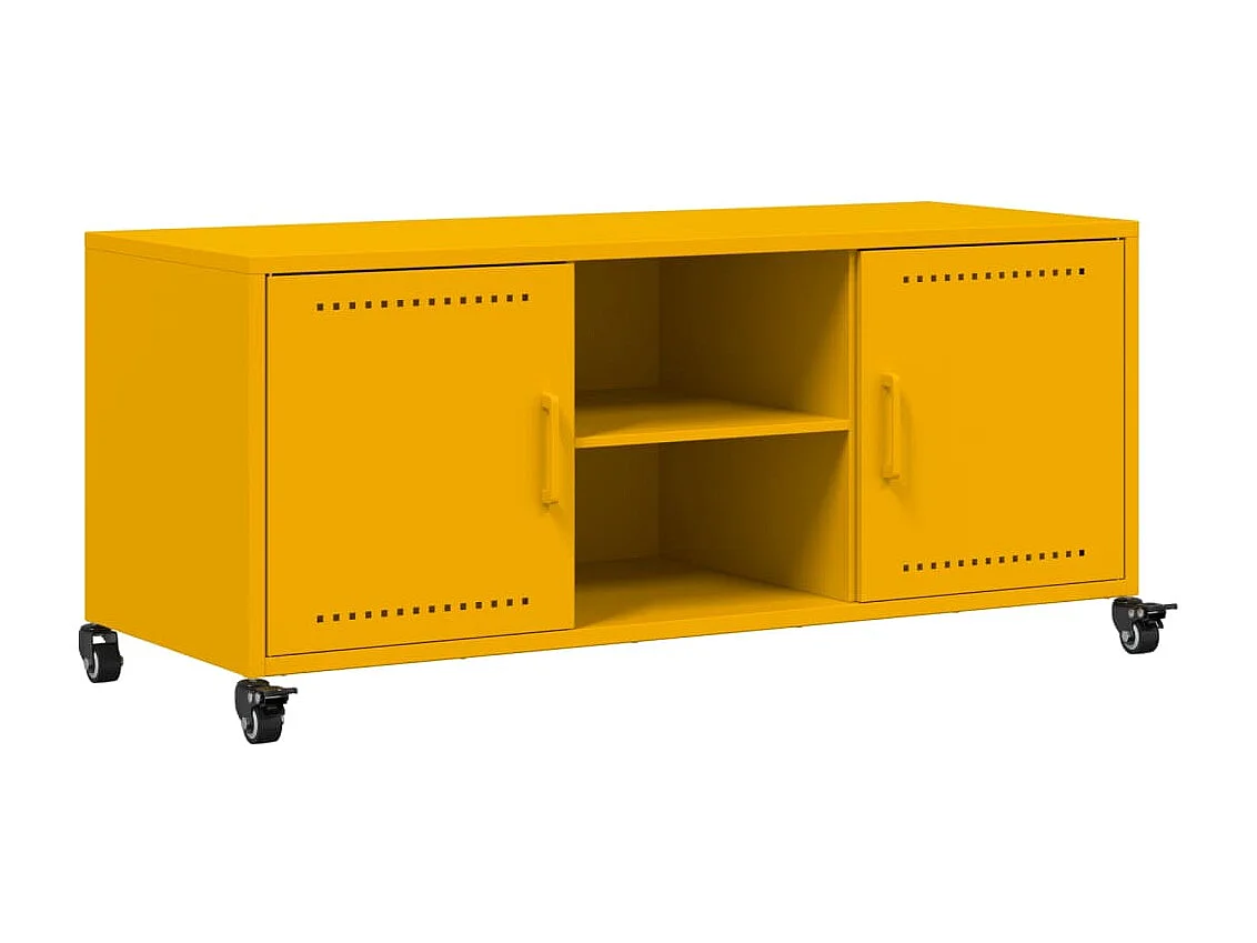 Tv-meubel | Tv-Bank | TV-kast100,5x39x43,5 cm staal mosterdgeel