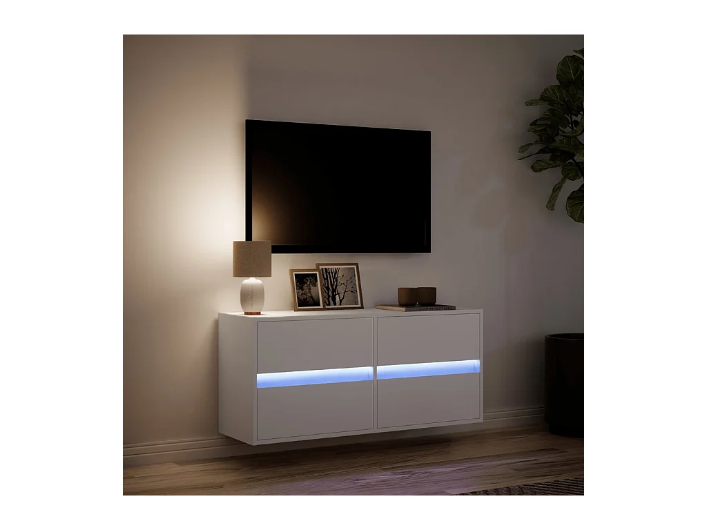 Tv-wandmeubel | TV-kast | Tv-Bank met LED-verlichting 100x31x45 cm wit