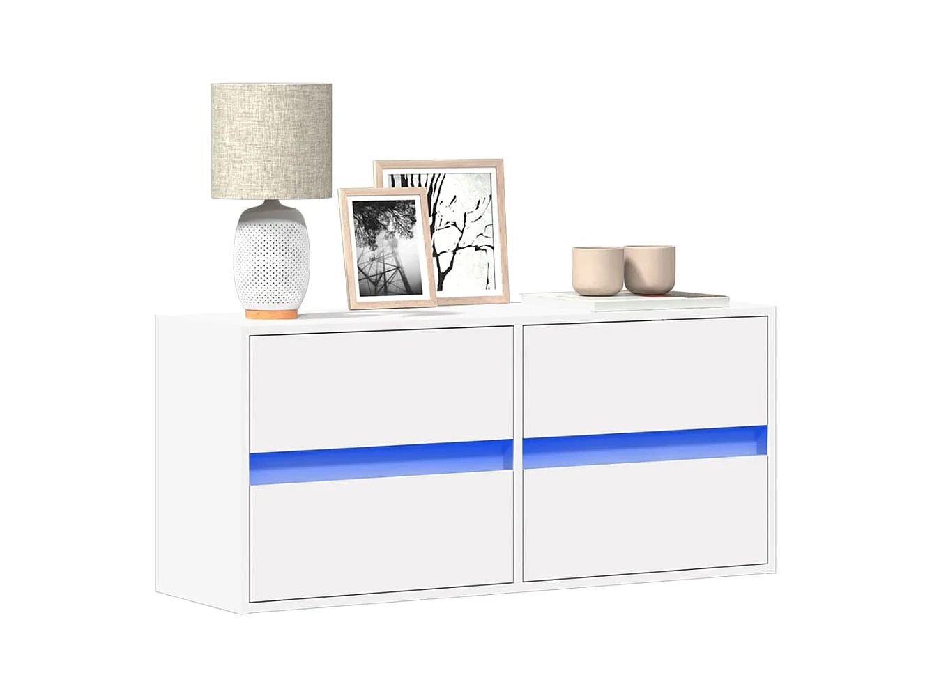 Meuble TV | Banc TV | Armoire TV mural avec lumières LED blanc 100x31x45 cm
