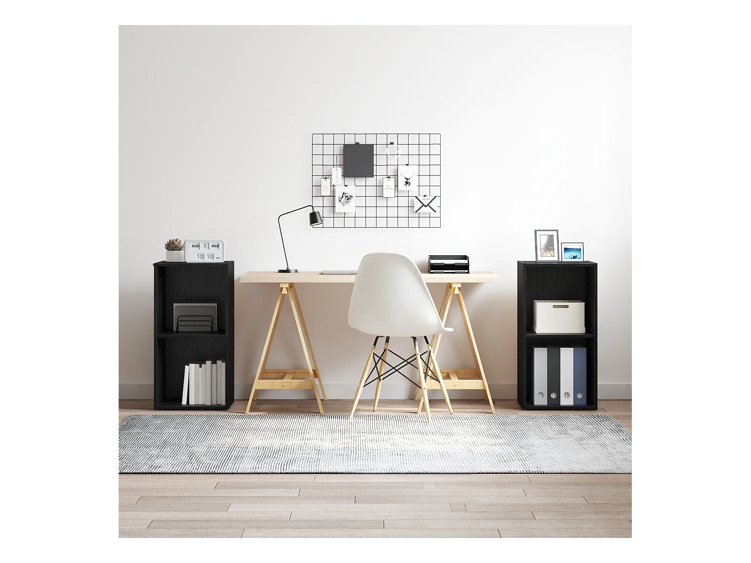 Conjunto de Mueble de TV | Mueble de salón Roble Negro Madera contrachapada