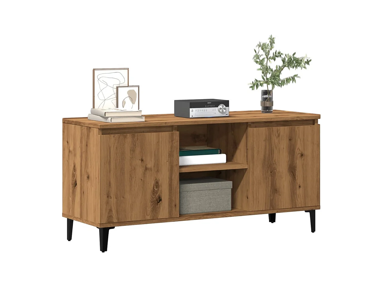 Meuble TV | Banc TV | Armoire TV chêne artisanal 102x35x50 cm bois d'ingénierie