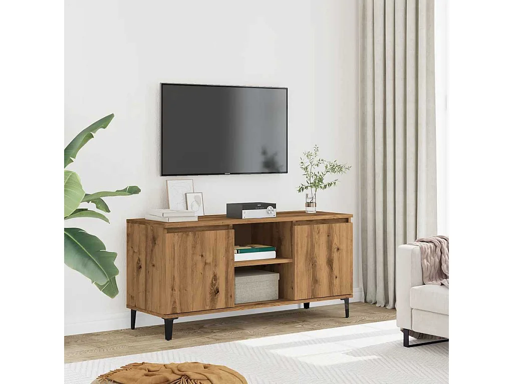 Mueble para TV  | Gabinete de TV |  Mueble de salón madera de ingeniería roble artisan 102x35x50 cm