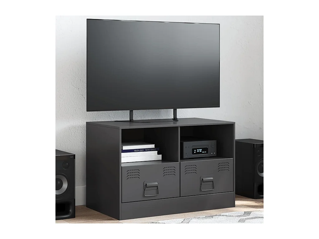 Mueble para TV  | Gabinete de TV |  Mueble de salón de acero negro 67x39x44 cm