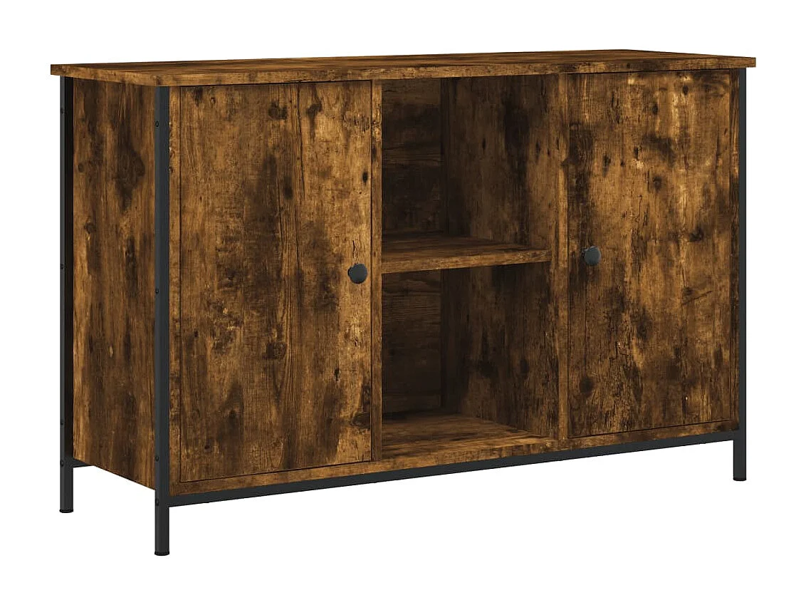 Meuble TV | Banc TV | Armoire TV chêne fumé 100x35x65 cm bois d'ingénierie