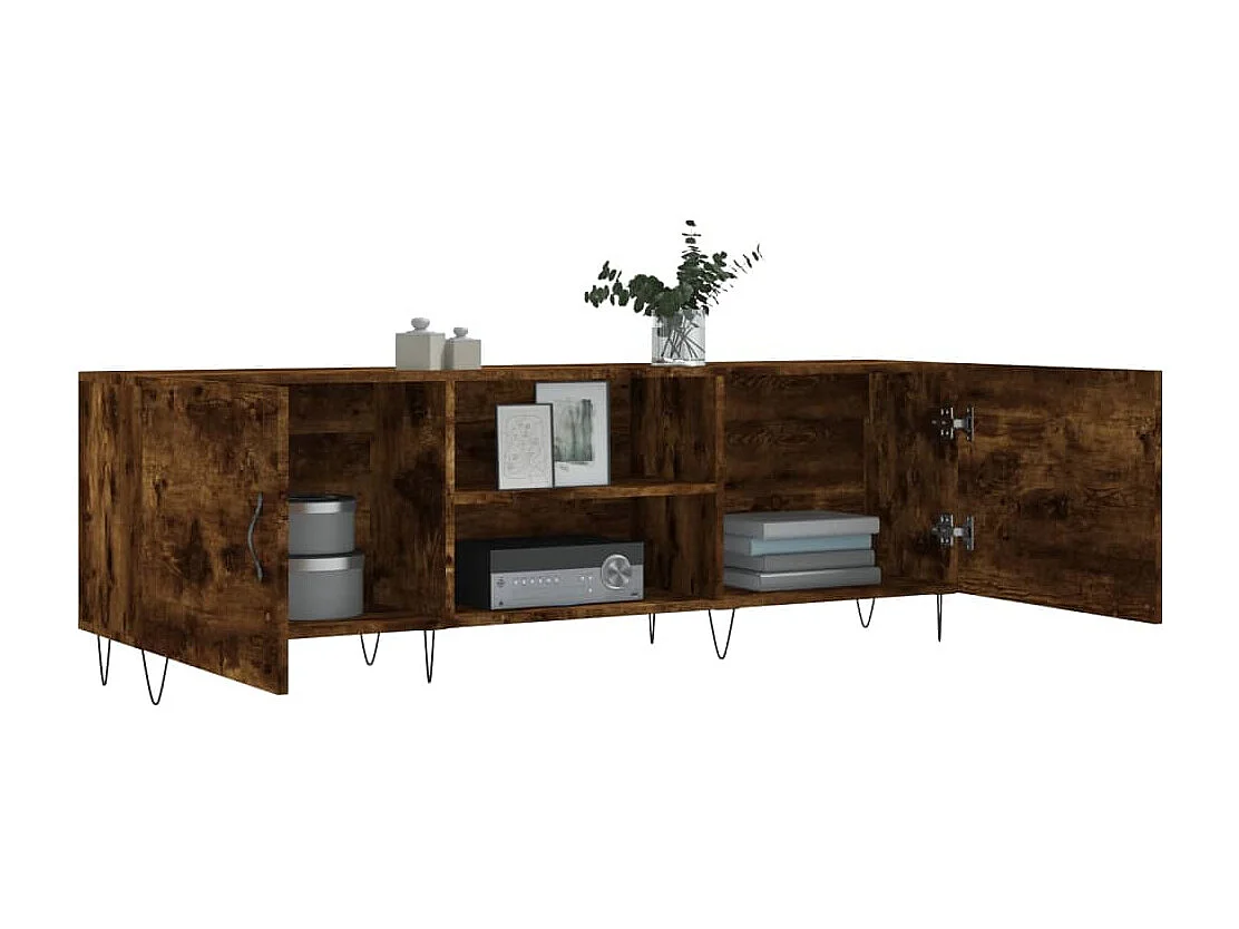 Meuble TV | Banc TV | Armoire TV chêne fumé 150x30x50 cm bois d'ingénierie