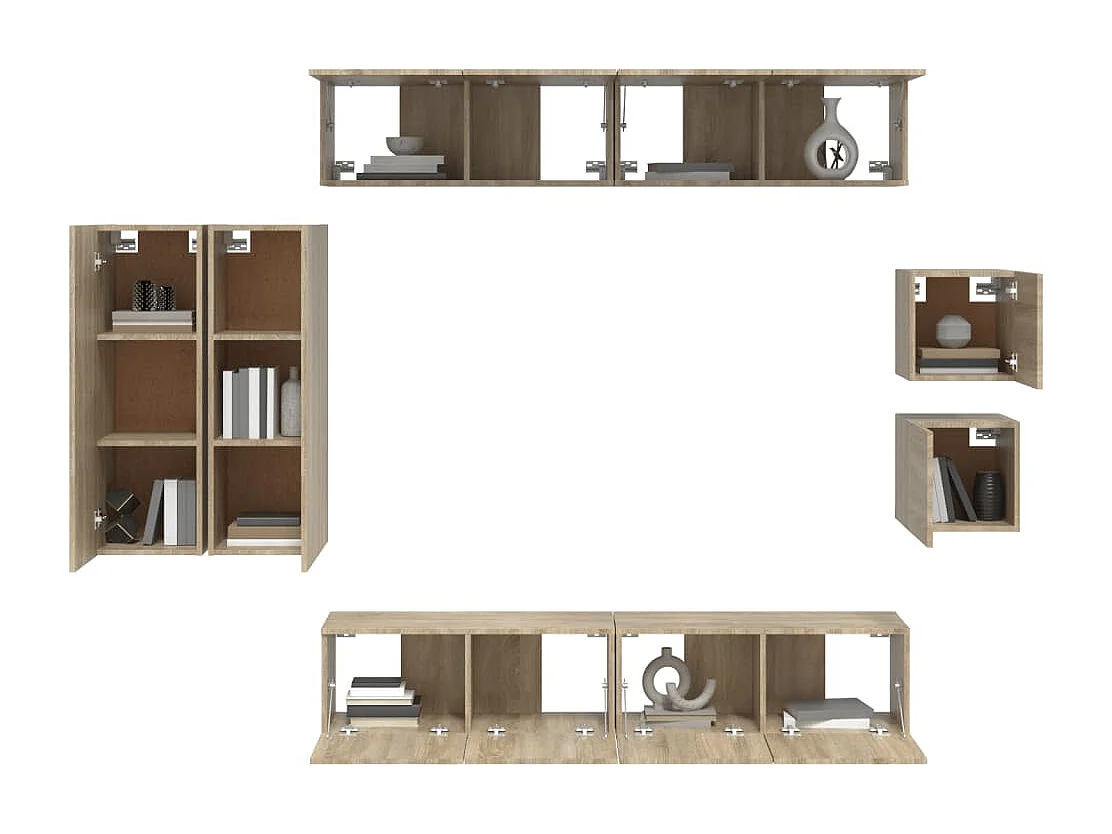 Ensemble de meubles TV | Bancs TV | Armoires TV 8 pcs Chêne sonoma Bois d'ingénierie