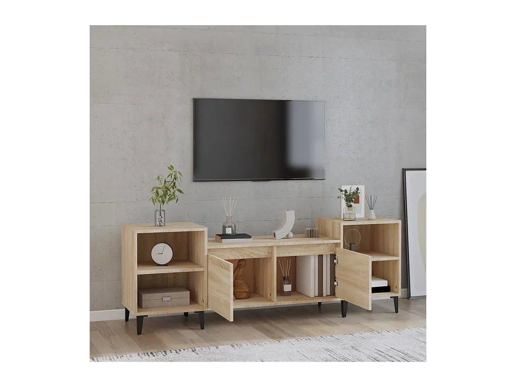 Mueble para TV  | Gabinete de TV |  Mueble de salón madera contrachapada roble Sonoma 160x35x55 cm