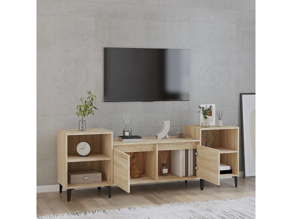 Mueble para TV  | Gabinete de TV |  Mueble de salón madera contrachapada roble Sonoma 160x35x55 cm