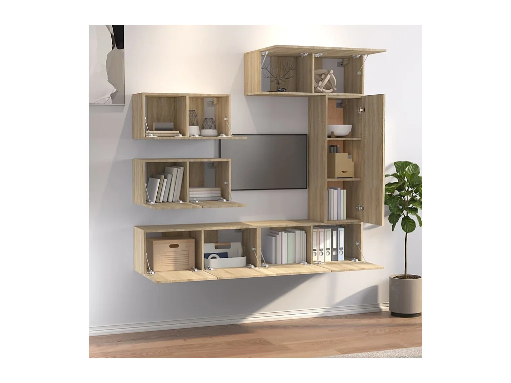 Ensemble de meubles TV | Bancs TV | Armoires TV 6 pcs Chêne sonoma Bois d'ingénierie