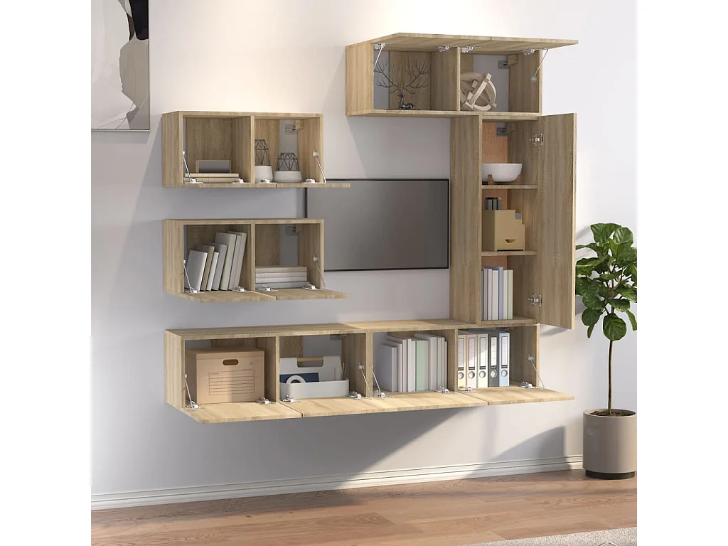 Ensemble de meubles TV | Bancs TV | Armoires TV 6 pcs Chêne sonoma Bois d'ingénierie