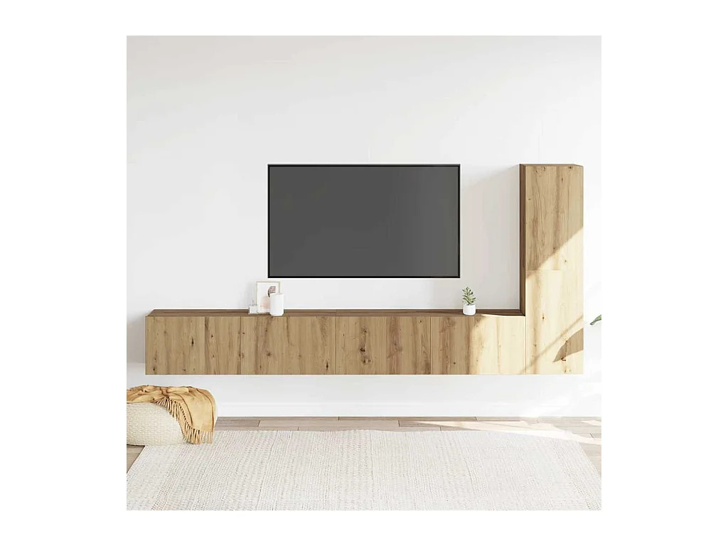 Muebles de TV | Gabinetes de TV |  Muebles de salón de pared 3 uds madera ingeniería roble artesanal