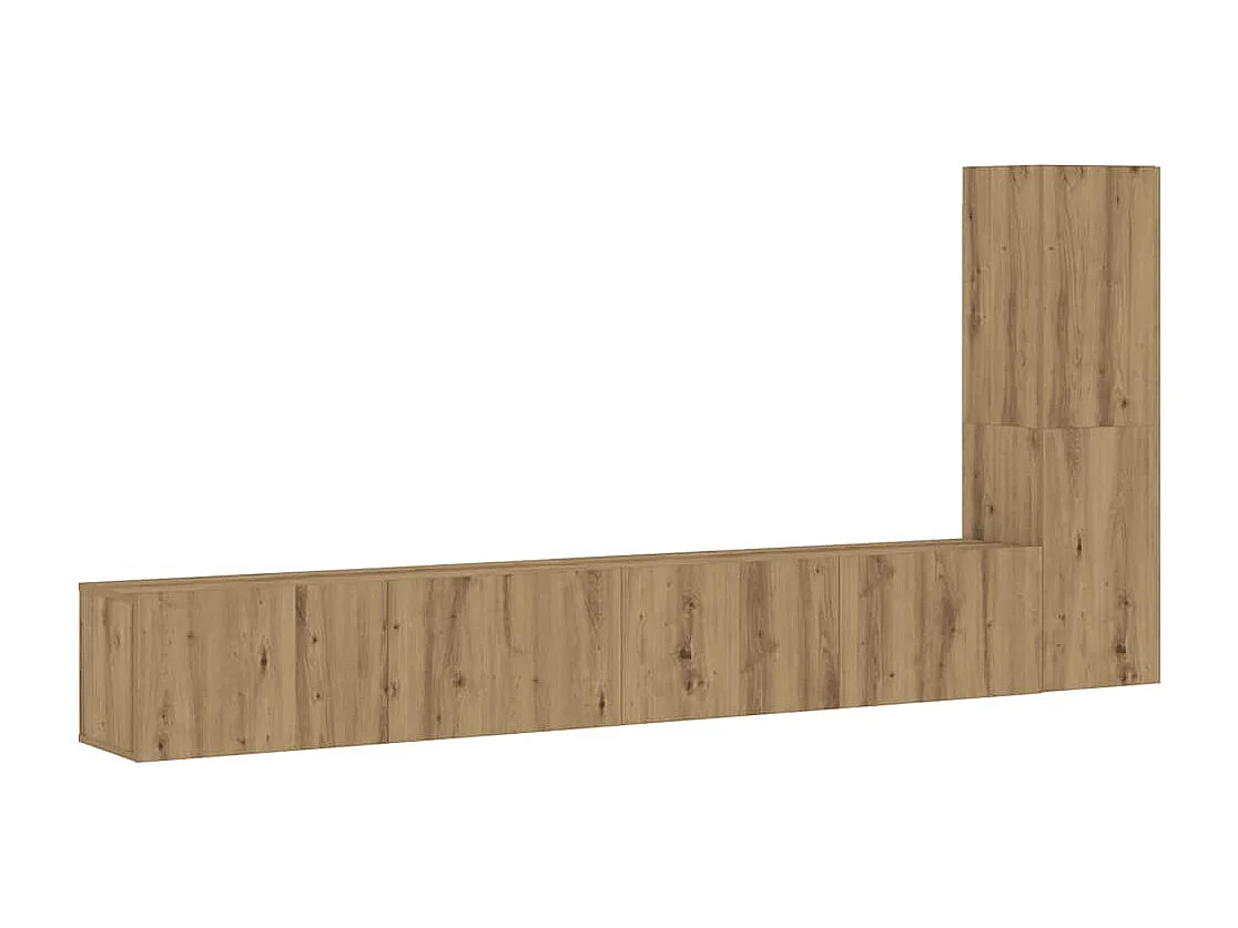 Tv-wandkasten | Tv-meubels | Tv-Banken 3 st bewerkt hout artisanaal eikenkleurig