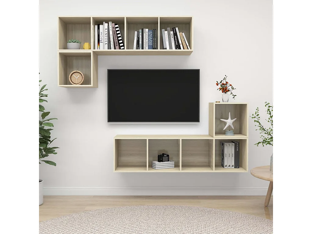 Ensemble de meubles TV | Bancs TV | Armoires TV 4 pcs Chêne sonoma Bois d'ingénierie