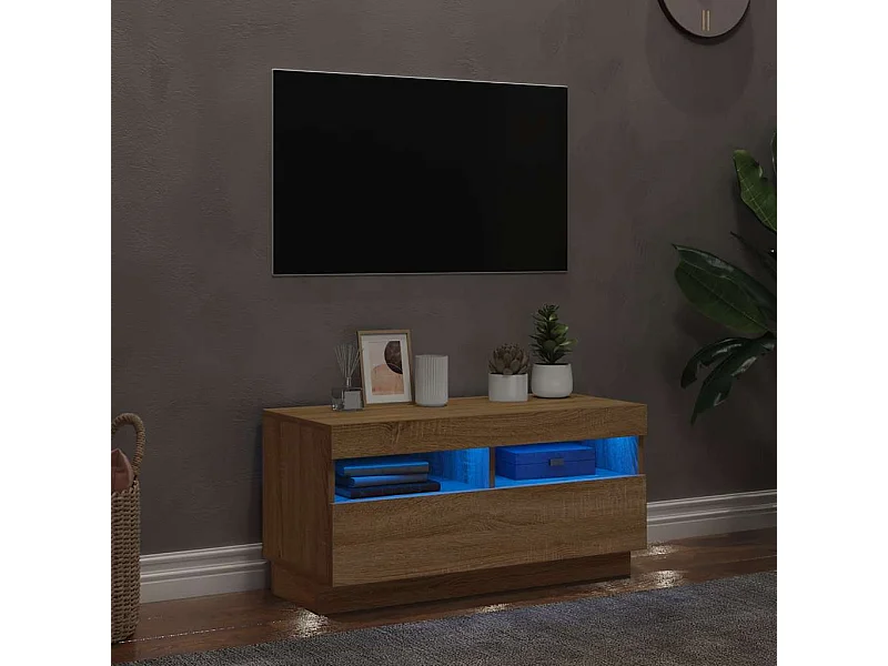 Mueble de TV | Mueble de salón con luces LED roble Sonoma 80x35x40 cm
