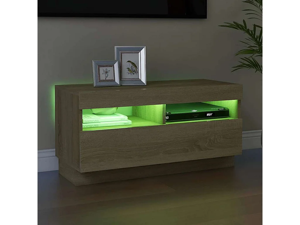 Meuble TV | Banc TV | Armoire TV avec lumières LED chêne sonoma 80x35x40 cm