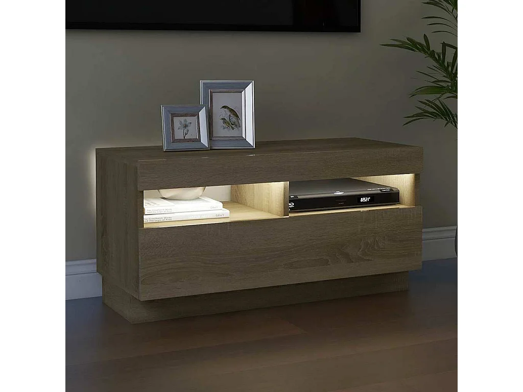 Meuble TV | Banc TV | Armoire TV avec lumières LED chêne sonoma 80x35x40 cm