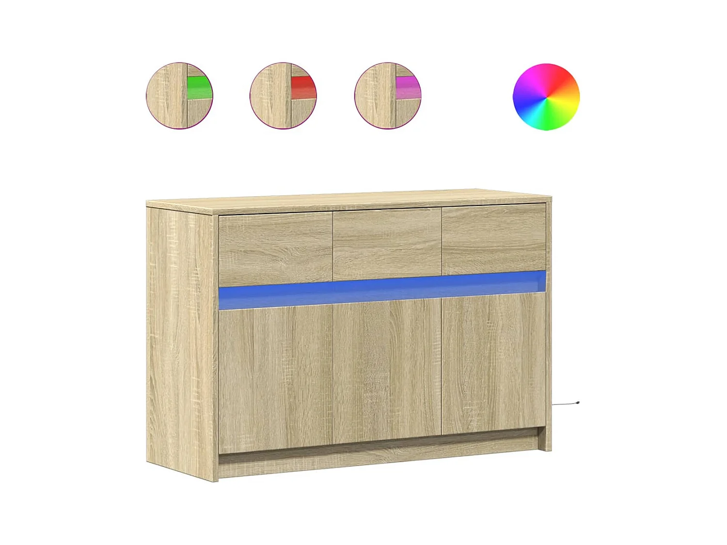 Tv-meubel | Tv-Bank | TV-kastmet LED 91x34x61 cm bewerkt hout sonoma eikenkleurig
