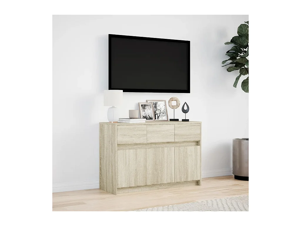 Tv-meubel | Tv-Bank | TV-kastmet LED 91x34x61 cm bewerkt hout sonoma eikenkleurig