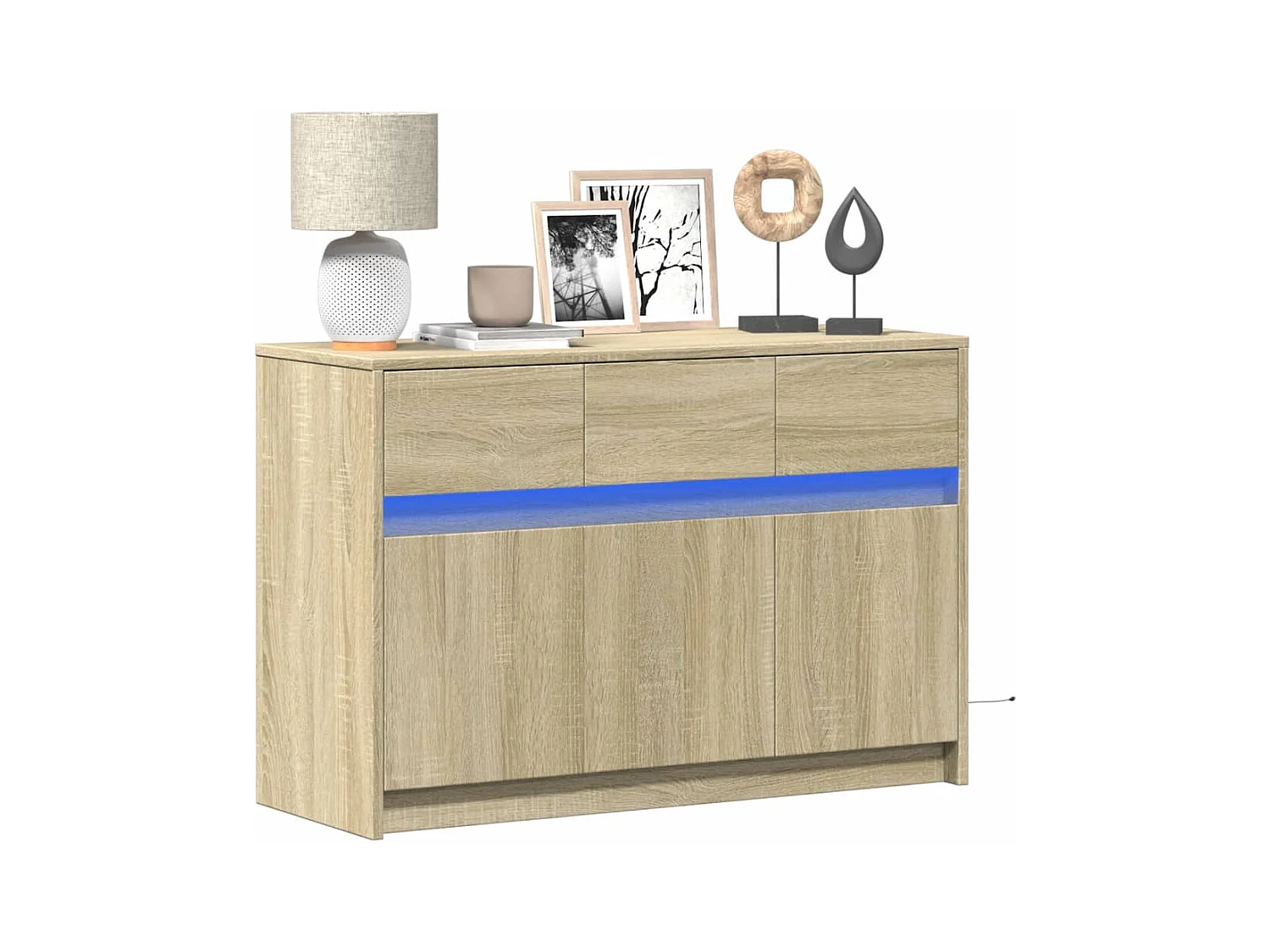 Meuble TV | Banc TV | Armoire TV avec LED chêne sonoma 91x34x61 cm bois d'ingénierie