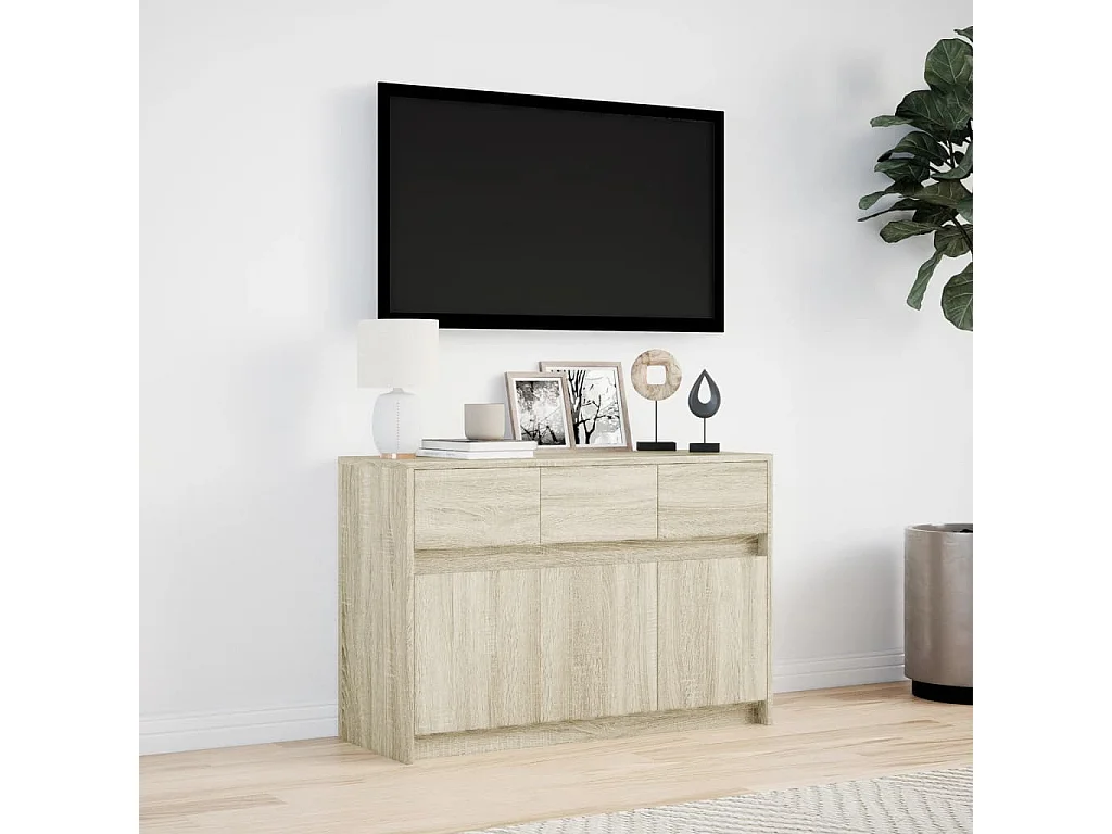 Tv-meubel | Tv-Bank | TV-kastmet LED 91x34x61 cm bewerkt hout sonoma eikenkleurig