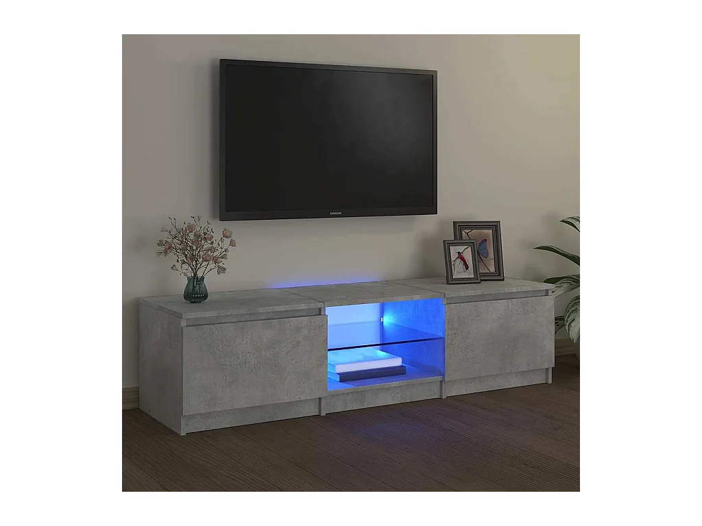 Mueble de TV | Mueble de salón con luces LED gris hormigón 140x40x36 cm