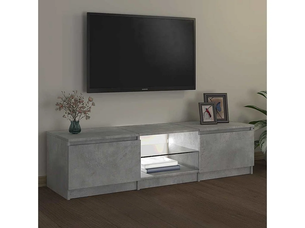 Mueble de TV | Mueble de salón con luces LED gris hormigón 140x40x36 cm