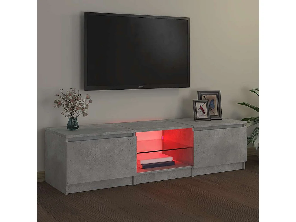 Mueble de TV | Mueble de salón con luces LED gris hormigón 140x40x36 cm