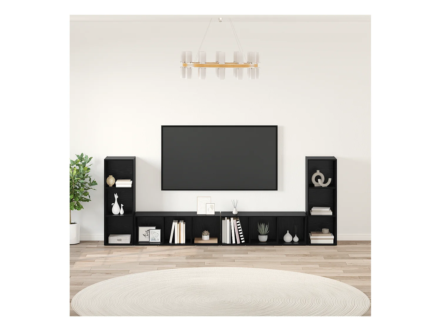 Gabinete de TV | Mueble de TV | Mueble de salón 4 pcs Roble negro 37 x 35 x 107.5 cm