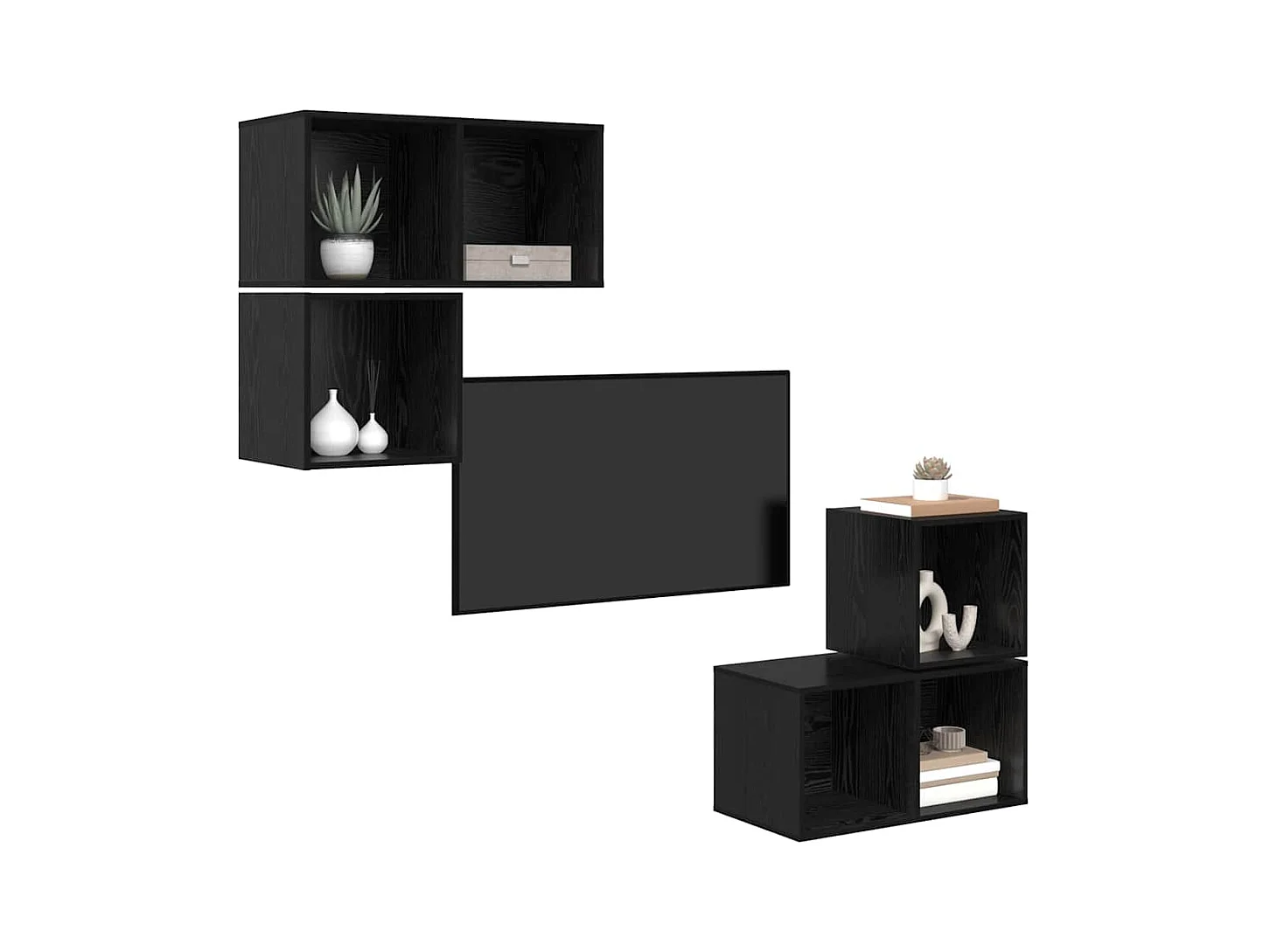 Conjunto de Mueble de TV | Mueble de salón 4 pcs Roble negro 37 x 37 x 72 cm