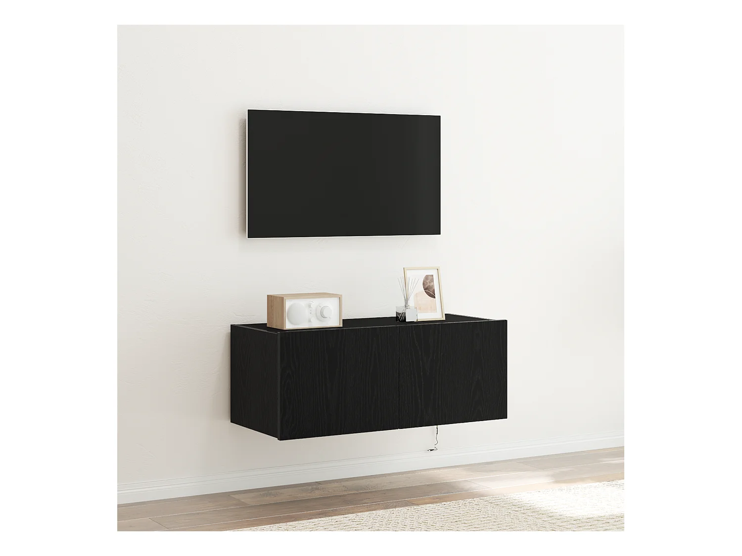 Meuble TV | Banc TV | Armoire TV avec éclairage LED Chêne Noir 80x35x31 cm