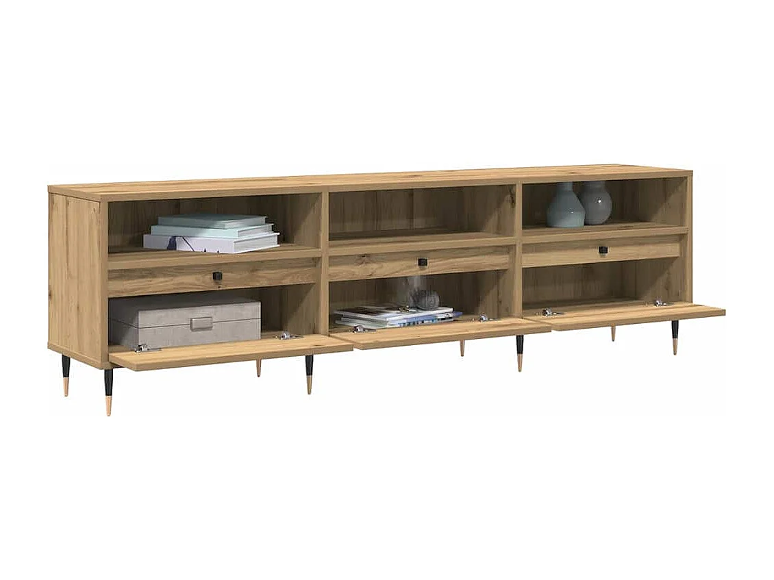 Tv-meubel | Tv-Bank | TV-kast150x30x44,5 cm bewerkt hout artisanaal eiken