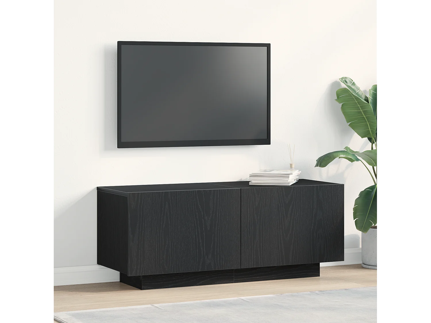 Meuble TV | Banc TV | Armoire TV Chêne Noir 100x35x40 cm En bois d'ingénierie