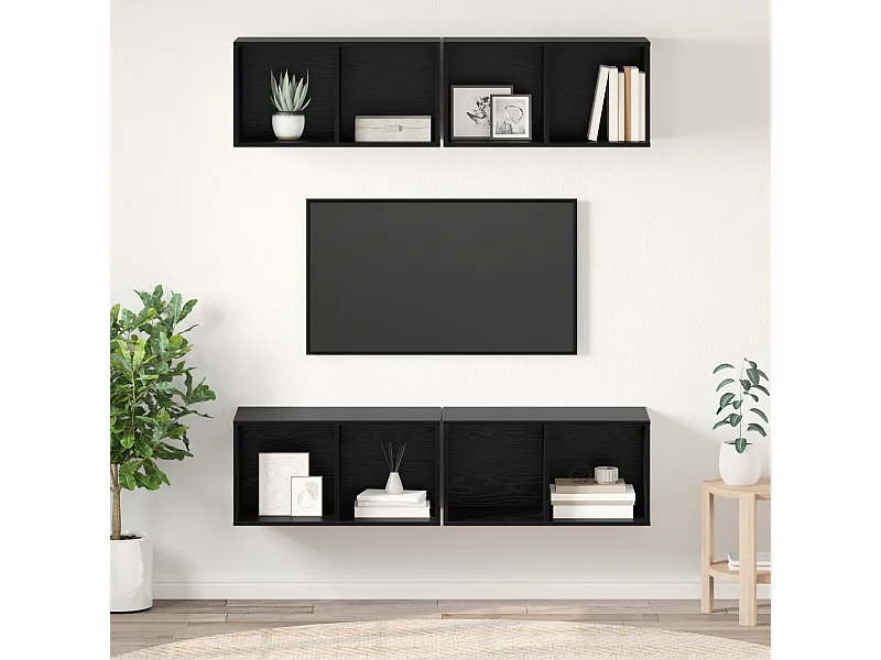 Mueble de TV | Mueble de salón de Pared 4 pcs Roble negro 37 x 37 x 72 cm