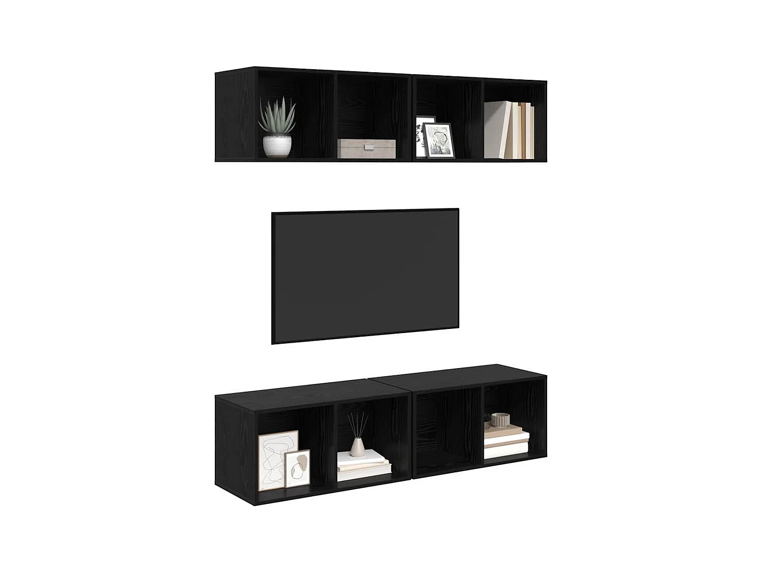 Mueble de TV | Mueble de salón de Pared 4 pcs Roble negro 37 x 37 x 72 cm