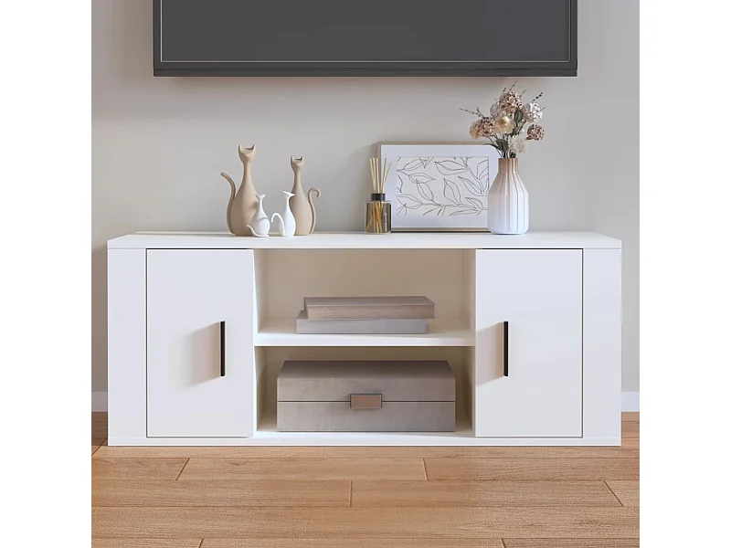 Mueble para TV  | Gabinete de TV |  Mueble de salón madera contrachapada blanco 100x35x40 cm